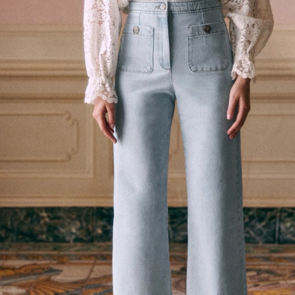 Sezane Light Blue Ankle & Cropped Jeans